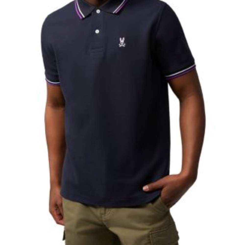 Psycho Bunny Dark Polo with Purple Accents
